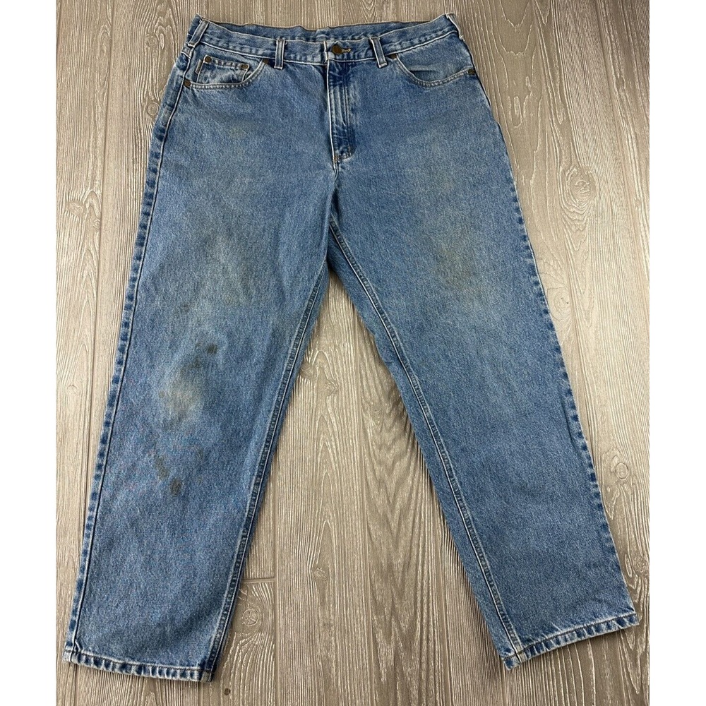 Carhartt B180 STW Traditional Fit Jeans Mens 38x30 Blue Denim Tapered Leg